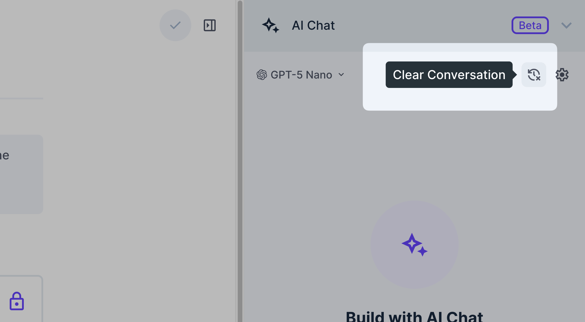 Clear conversation button in chat header